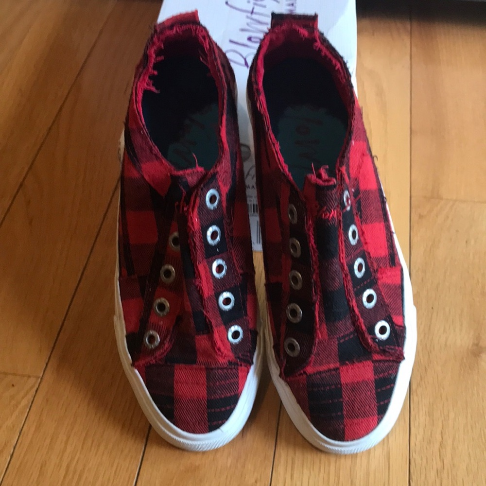 Blowfish Red Buffalo Plaid Slide On Sneaker